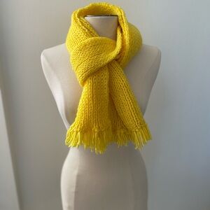 Handmade Knitted Yellow Cotton Blend Yarn Scarf 80 x 8 New